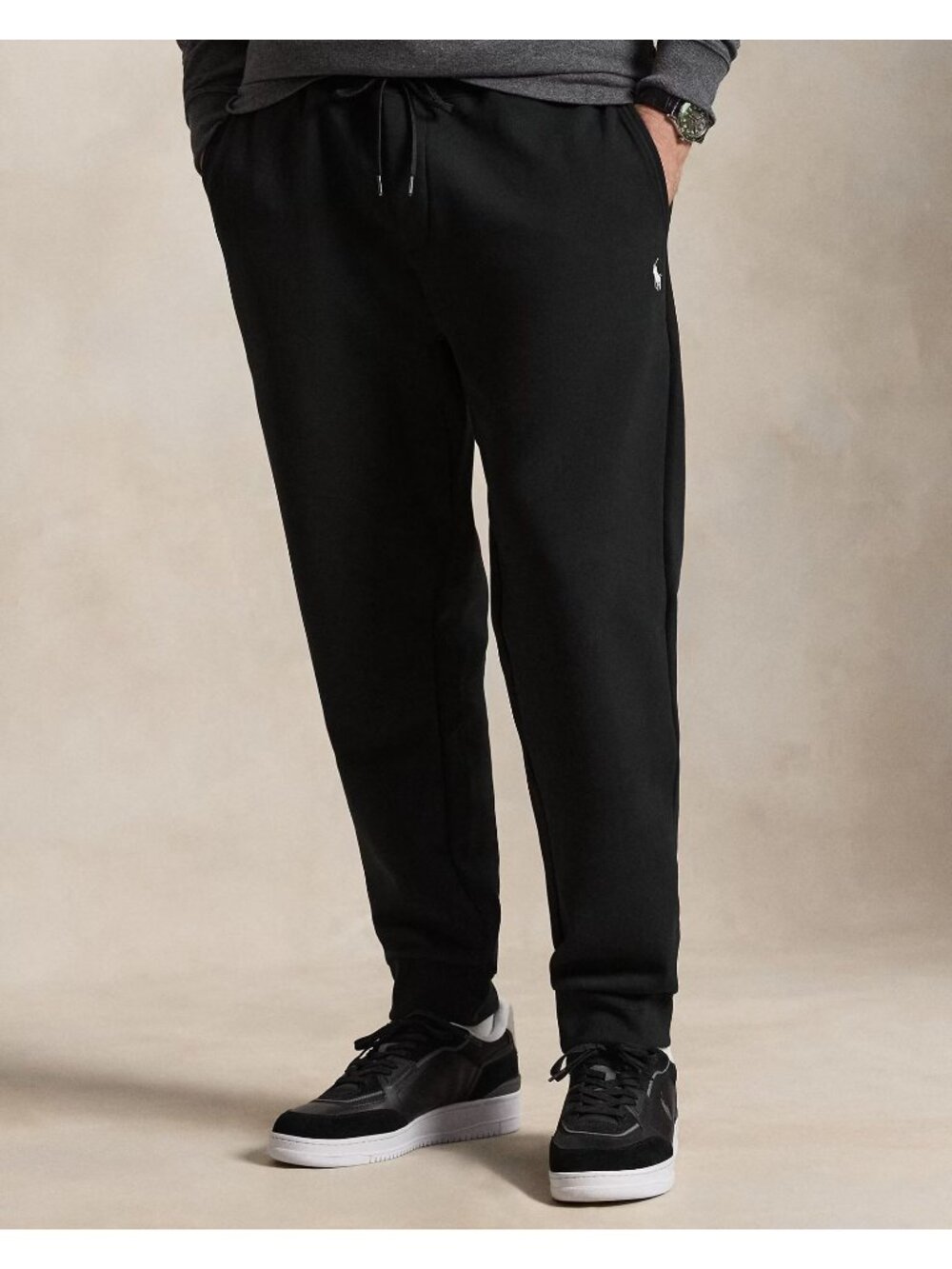 NWT Ralph Lauren Pony Embroidered Double-Knit Jogger Black Heather Mens Sz 3LT